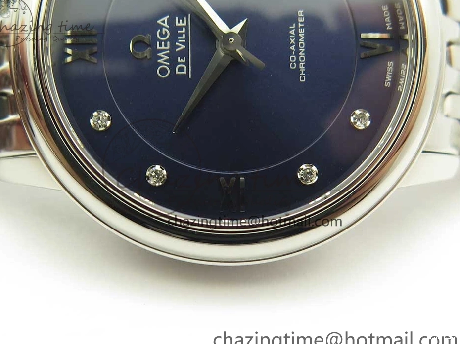 0421 TopPick De Ville Prestige Ladies 32.7mm SS MKF 1:1 Best Edition Blue Dial Diamonds Markers on SS Bracelet MIYOTA 7972